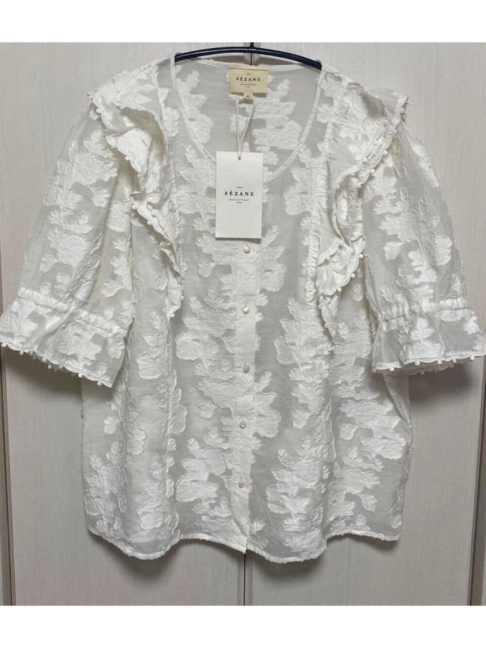 RARE NWT Sezane PAOLINA blouse WHITE FLORAL shirt SZ42 US10 bust 44
